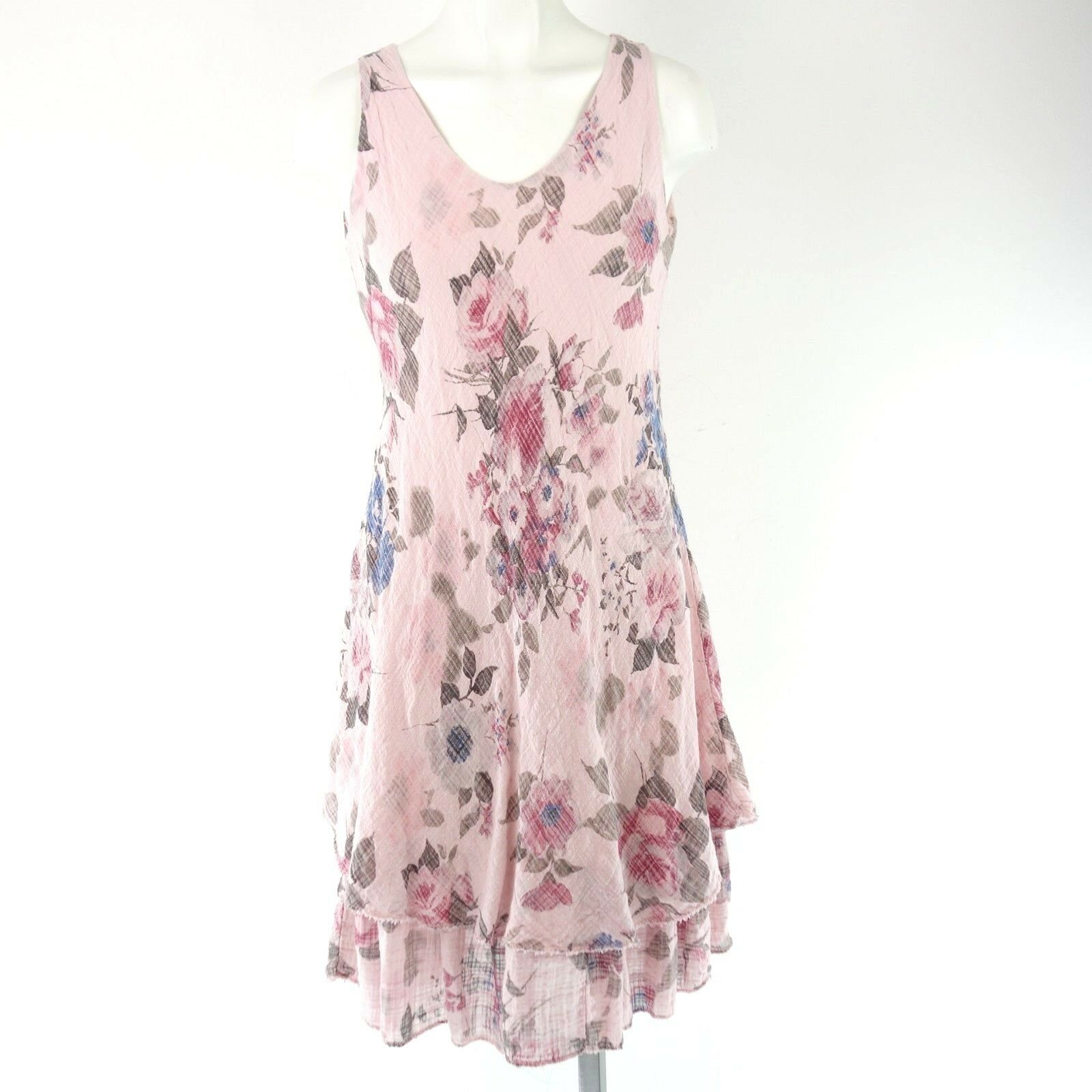 Moda Italy Damen Kleid Größe One Size Baumwolle Muster Blumen Sommer Np 89 Neu