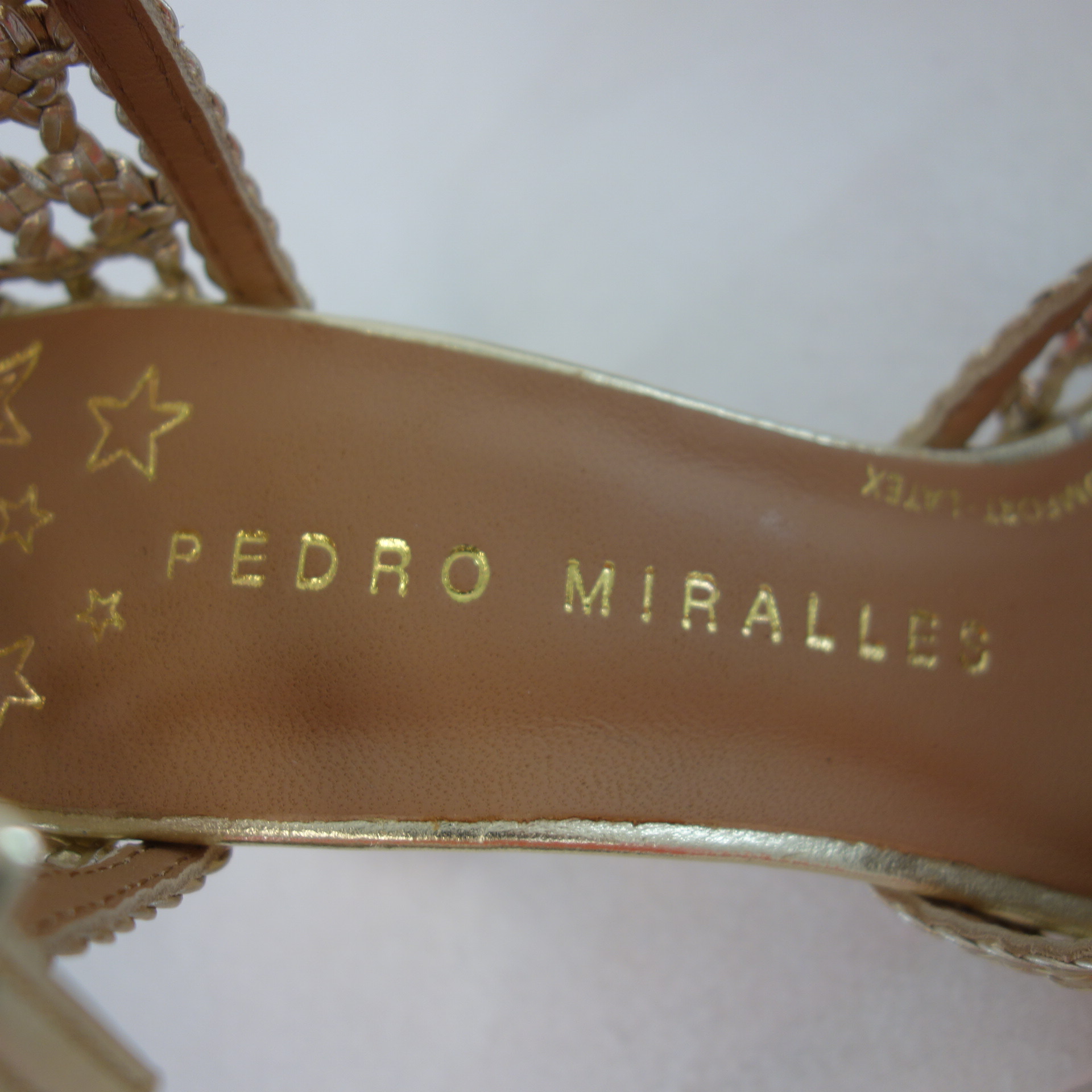 PEDRO MIRALLES Damen Schuhe Damenschuhe Sandaletten Pumps Metallic Gold Leder Geflochten 