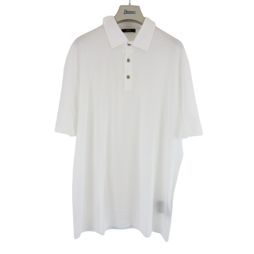 HERNO Herren Shirt Polo Poloshirt Herrenshirt Polohemd Oberteil Weiß Größe 56 Baumwolle