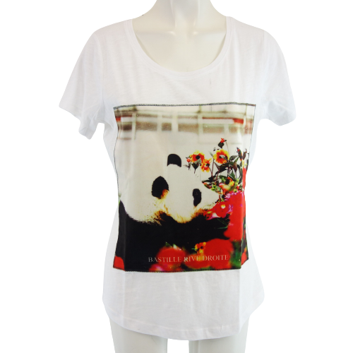BASTILLE Venezia Damen T Shirt T-Shirt Oberteil Weiß Slim 100% Baumwolle