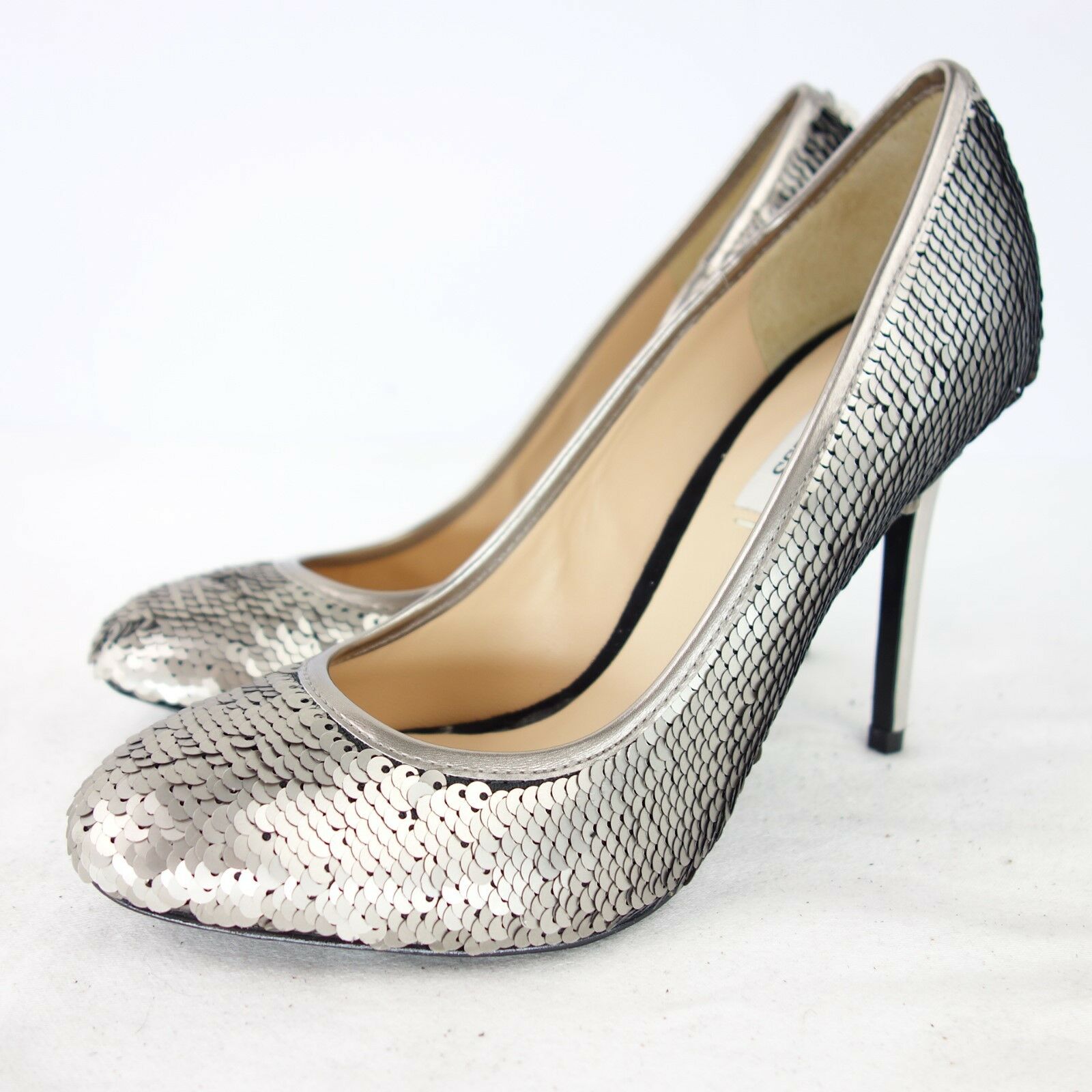 GUESS Damen Schuhe Pumps Damenschuhe Größe 39 Silber Leder Pailletten High Hells Stiletto