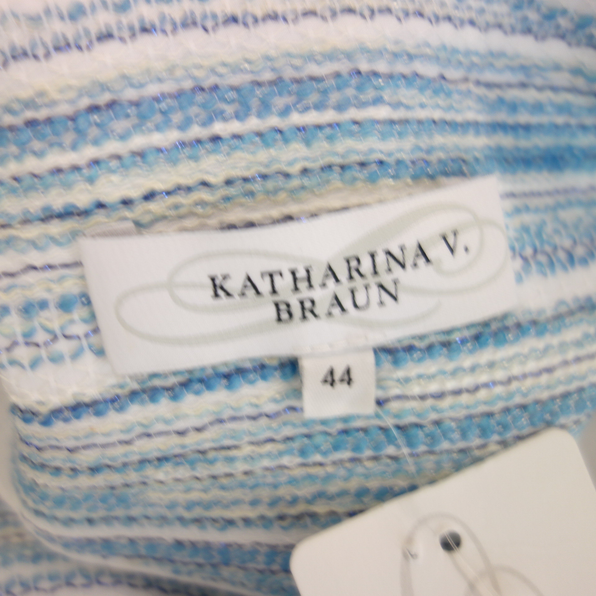 KATHARINA VON BRAUN Designer Damen Blazer Jacke Größe 44 Weiß Blau
