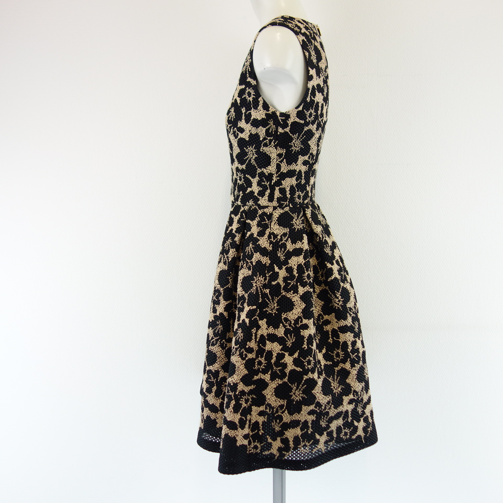 JAY DAZE Dazé Damen Kleid Etuikleid Petticoat Schwarz  Beige Netzstoff Größe 36 S