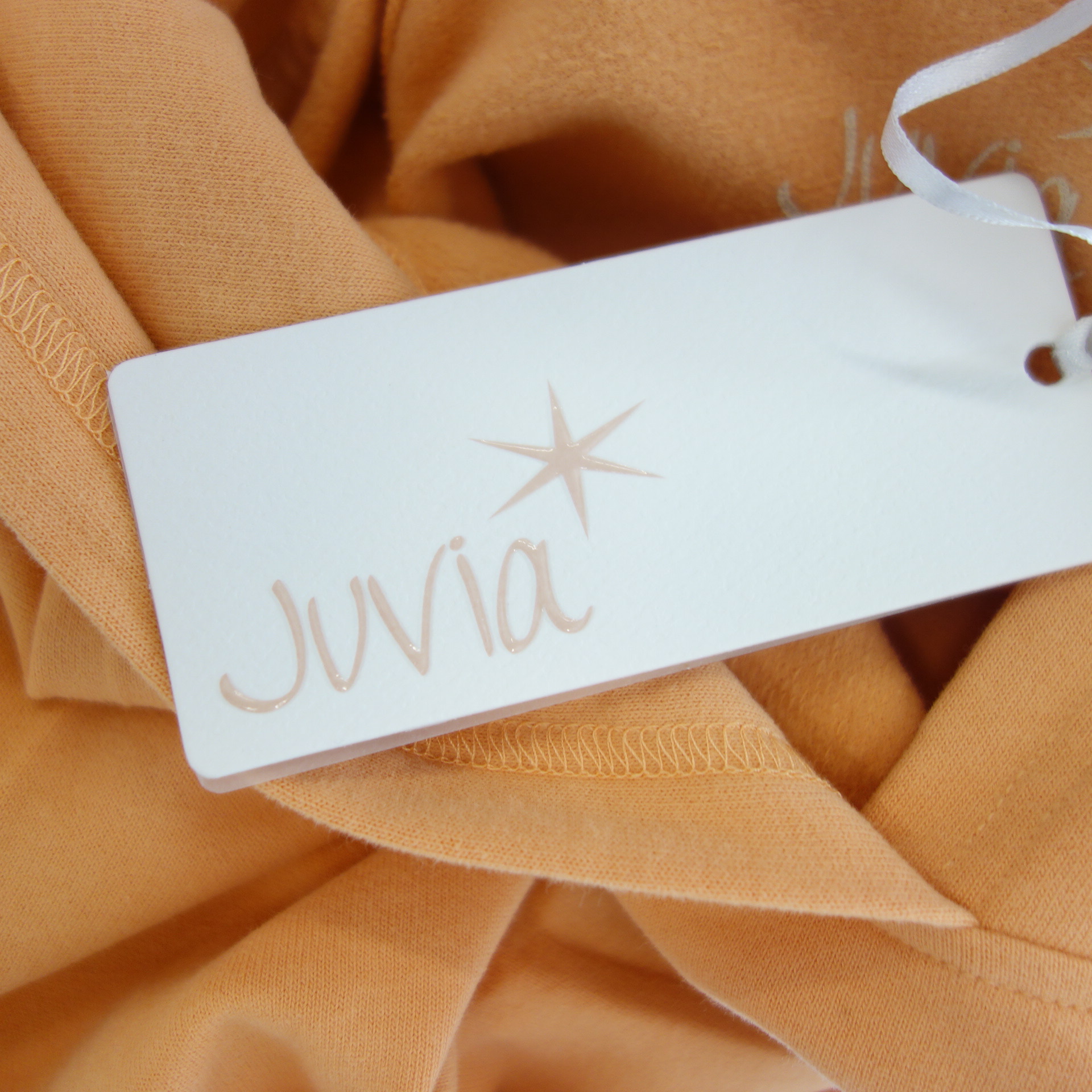 JUVIA Damen Sweater Sweatshirt Hoodie Pullover Kapuzenpullover Modell ALENA Mandarine Orange