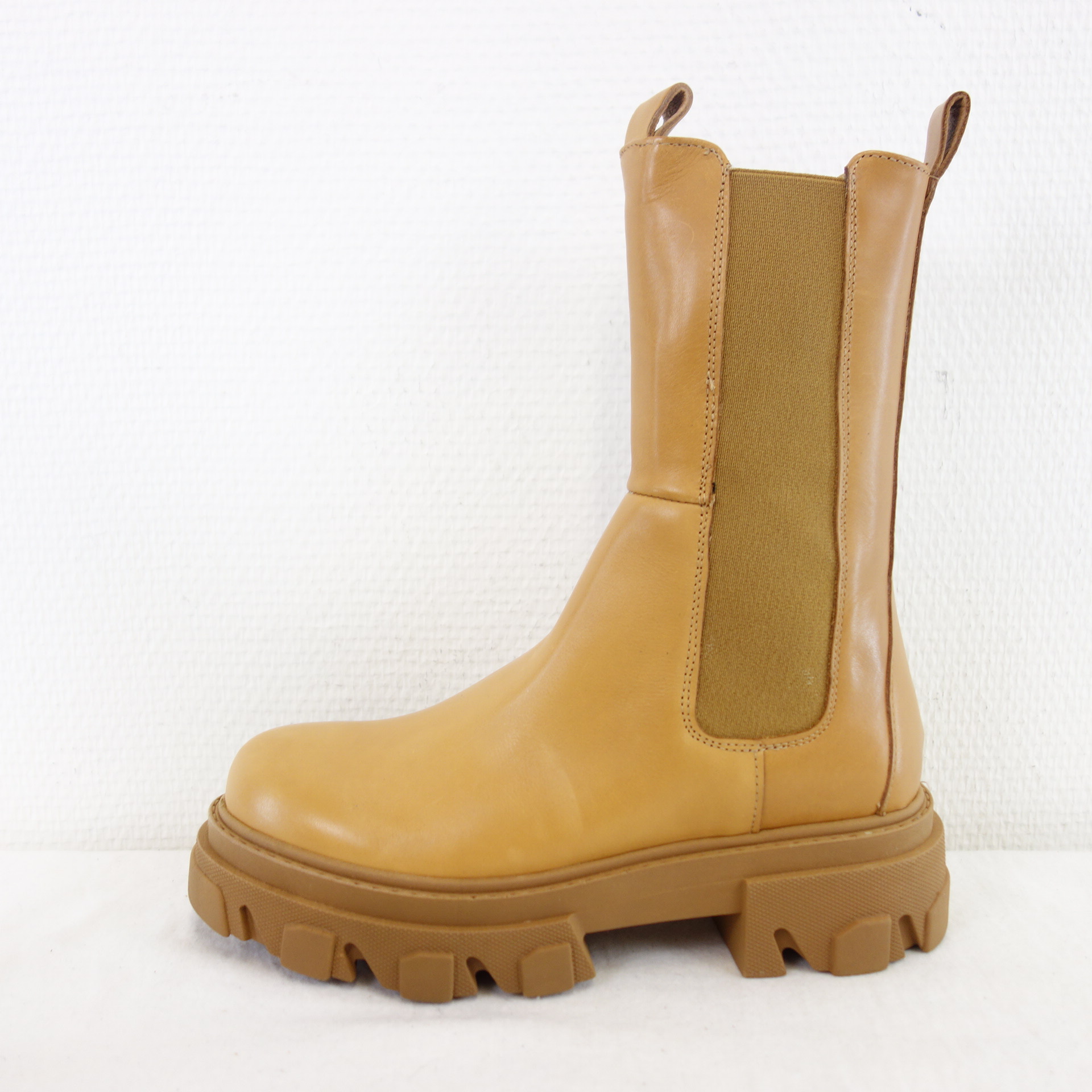 BUKELA Damen Schuhe Combat Boots Stiefel Leder Cognac Braun Gr 37 Ella