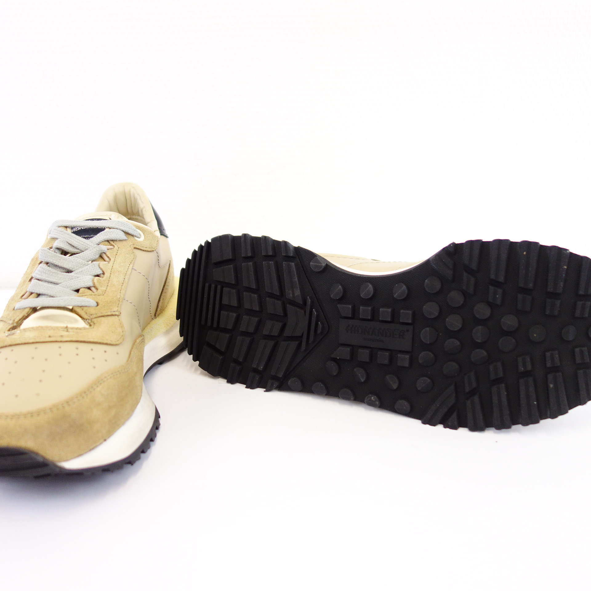 HIDNANDER Damen Schuhe Low Top Sneaker Sportschuhe Gold Modell TENKEI Leder Textil