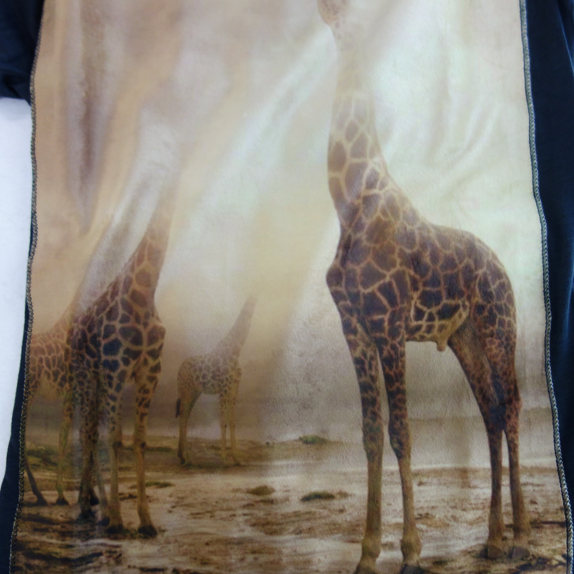 BASTILLE VENEZIA Damen T Shirt T-Shirt Oberteil Schwarz Giraffe 100% Baumwolle