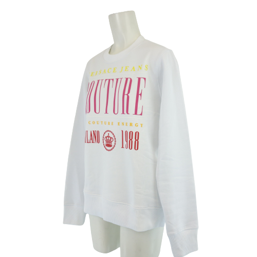 VERSACE JEANS COUTURE Damen Sweatshirt Pullover Sweat Shirt Sweater Pullover Weiß Größe L  40