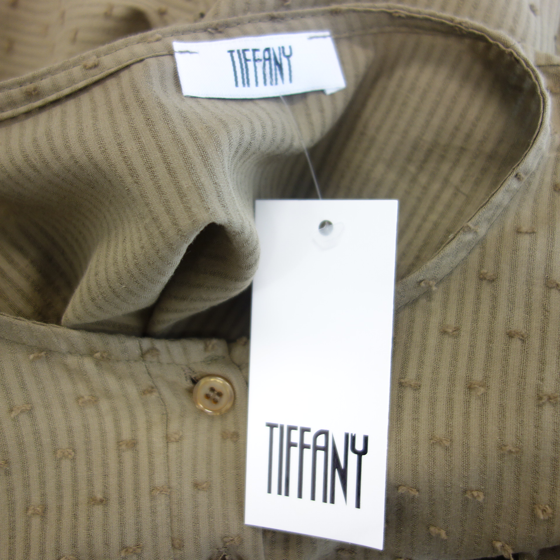 TIFFANY Dänemark Damen Midi Kleid Tunika Blusenkleid Khaki 100% Baumwolle Anika Gr S
