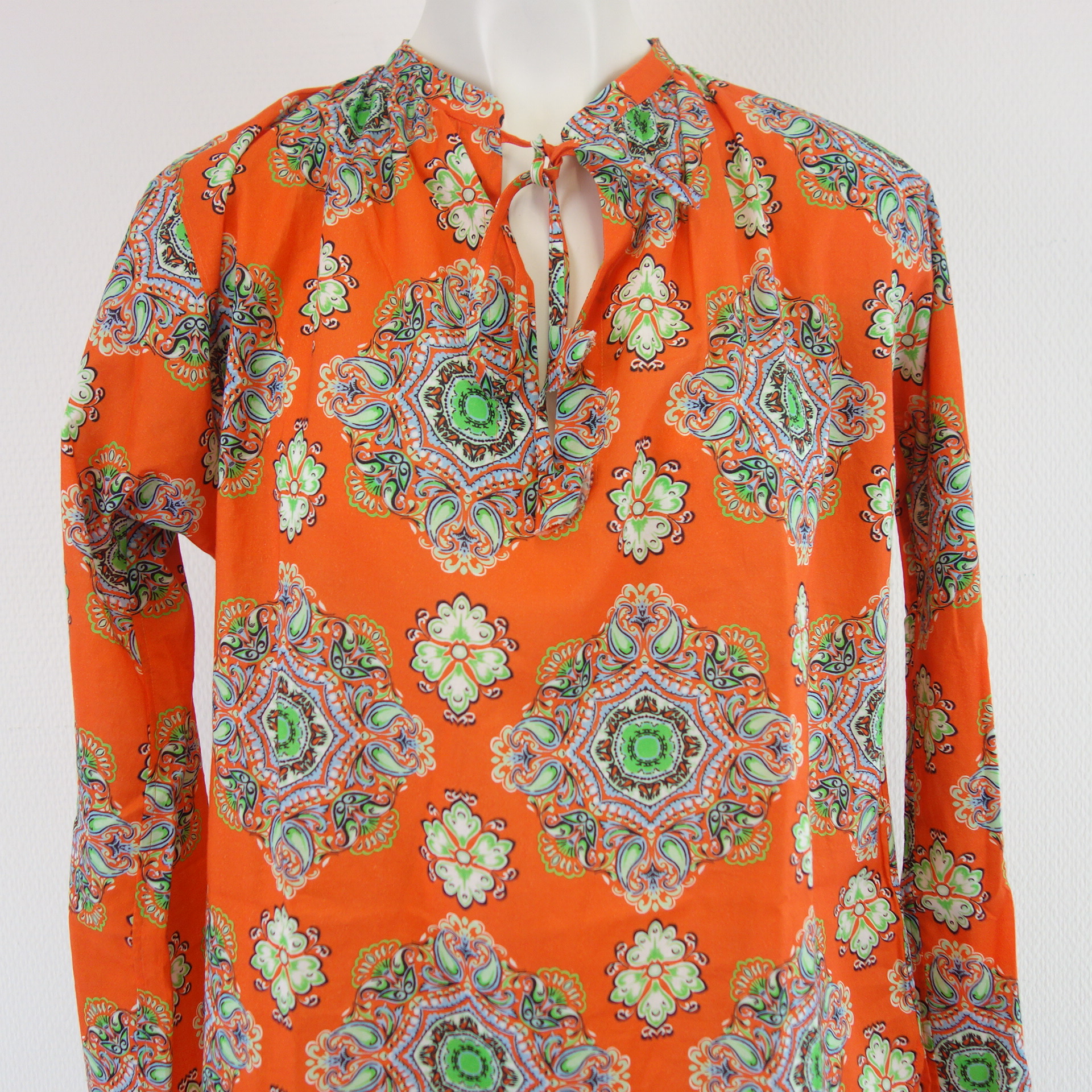 CALIBAN Damen Bluse Hemd Tunika Shirt Bunt 100% Baumwolle Langarm