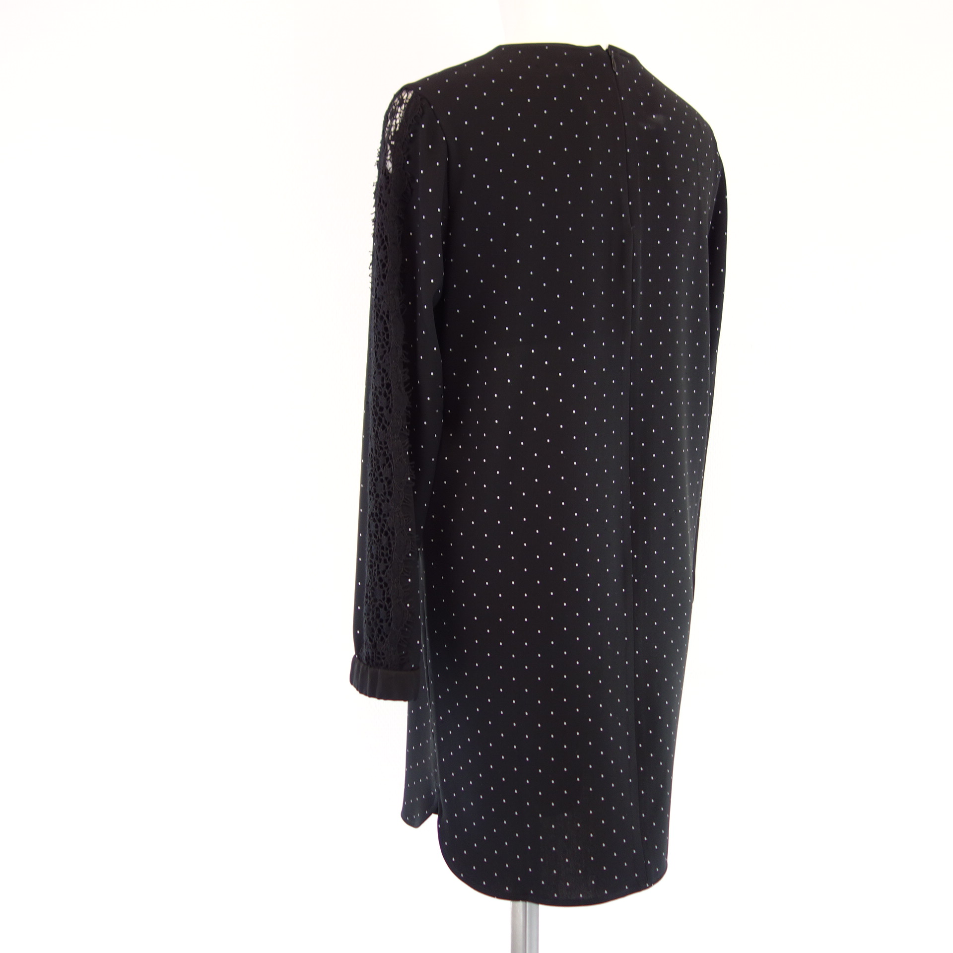 MARC CAIN Damen Kleid Midi Tunikakleid Blusenkleid Schwarz Punkte Spitze Np 249 Neu