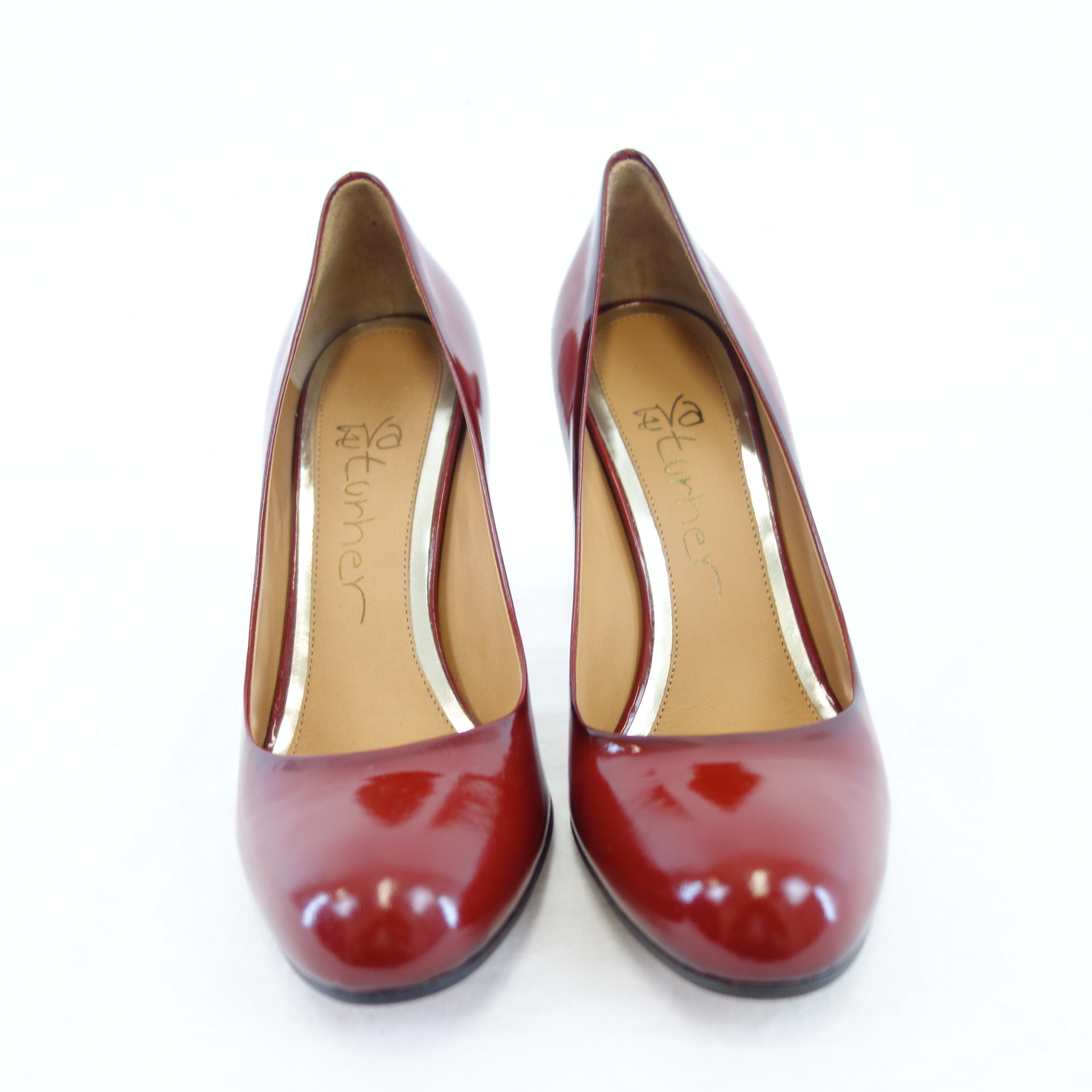 EVA TURNER Damen Schuhe Elegante Pumps Bordeaux Rot Leder Glänzend Rund