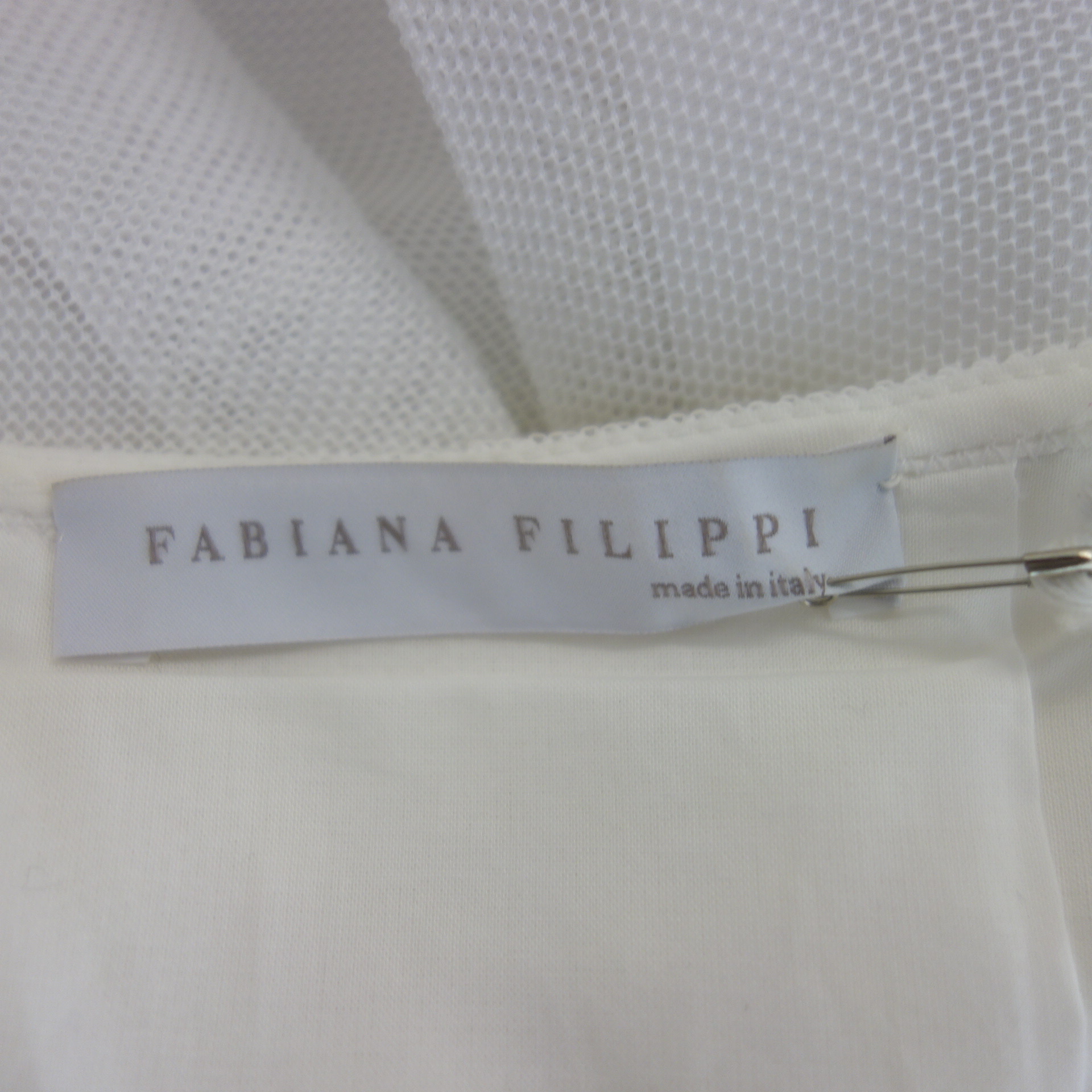 FABIANA FILIPPI Damen 2 in 1 Pullover Mesh Bluse Beige Weiß Baumwolle Viskose IT 44 DE 38