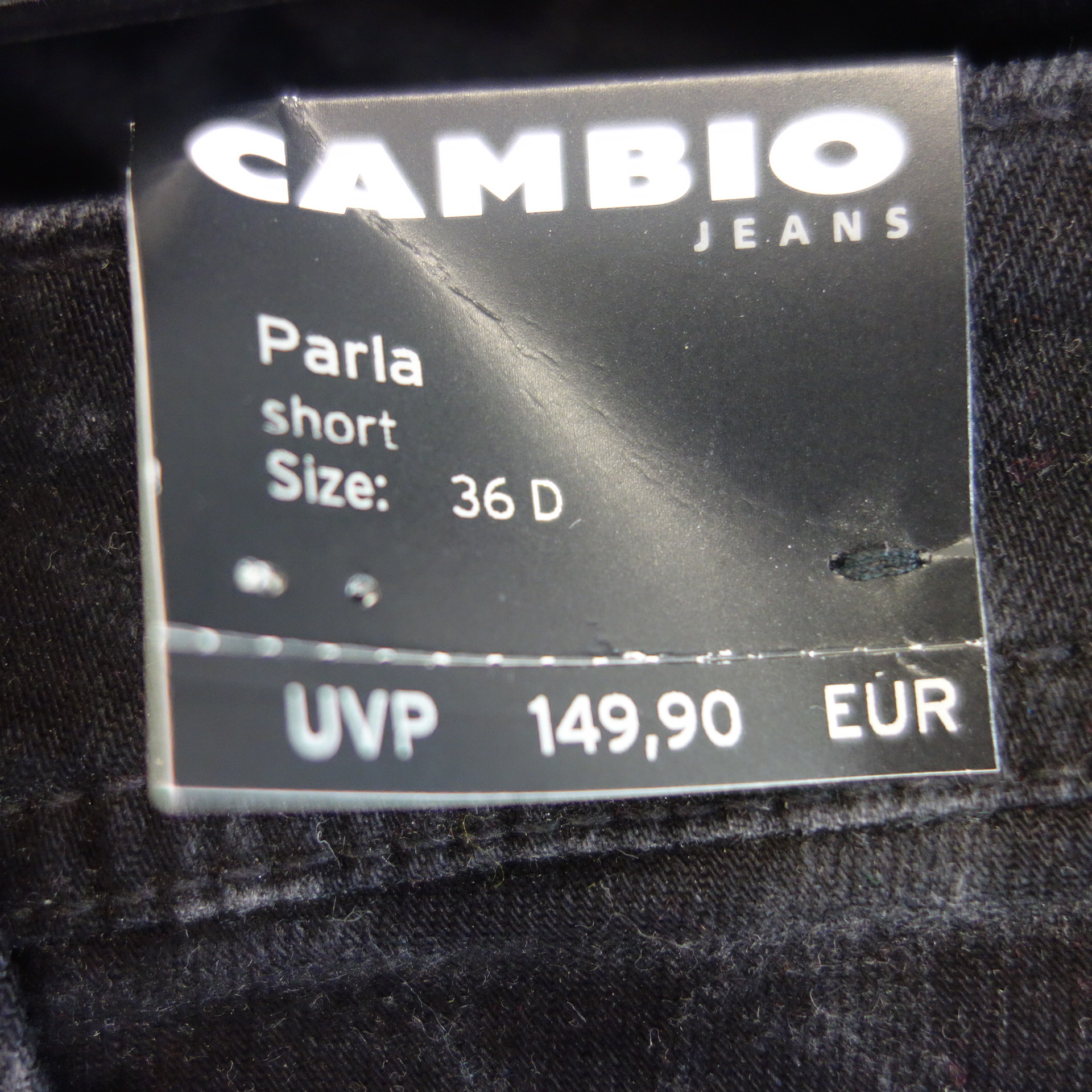 CAMBIO Damen Jeans Schwarz Modell Parla Short Größe 36 Muster