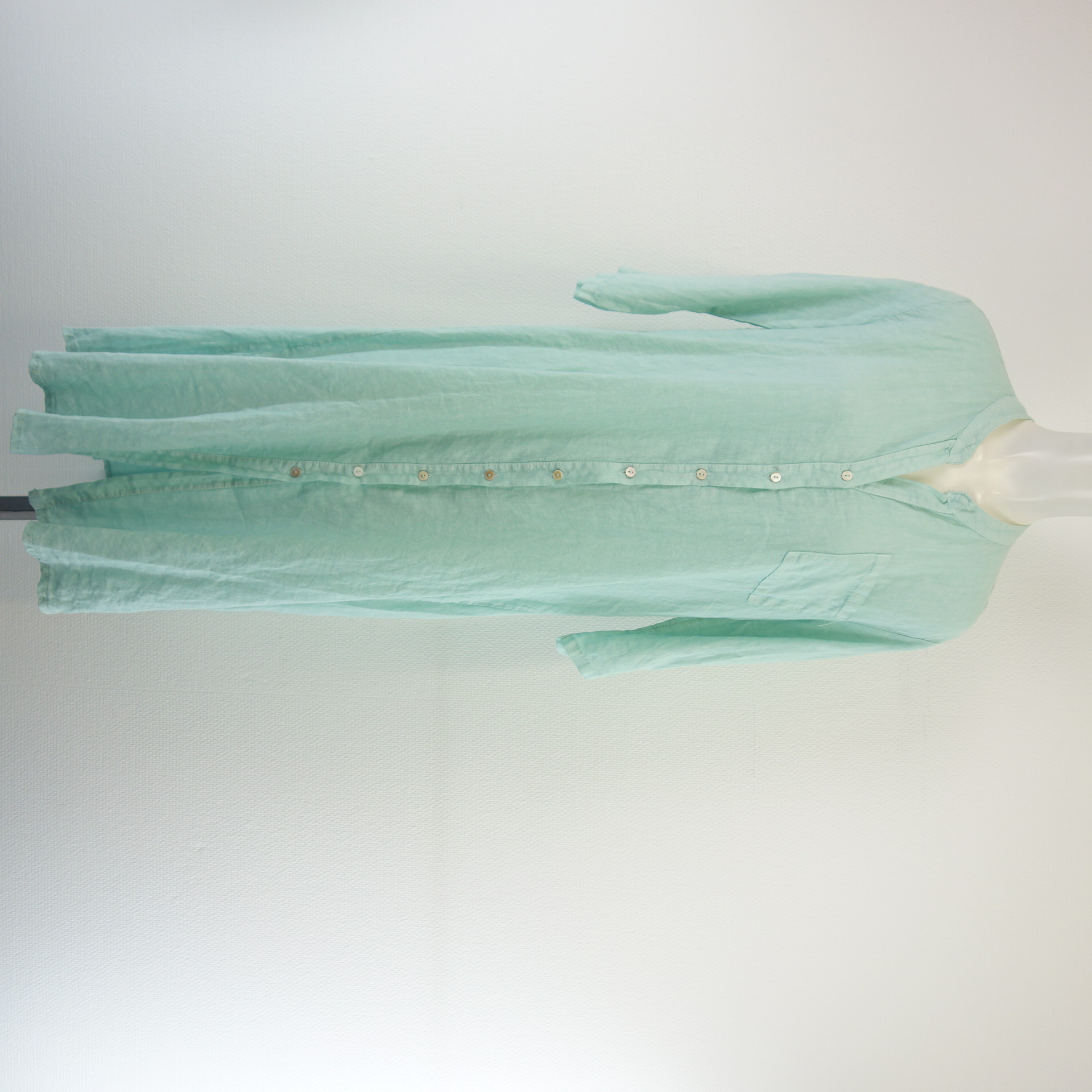 TIFFANY Damen Midi Kleid Tunika Hemdkleid Leinenkleid 100% Leinen Größe S / M Mint