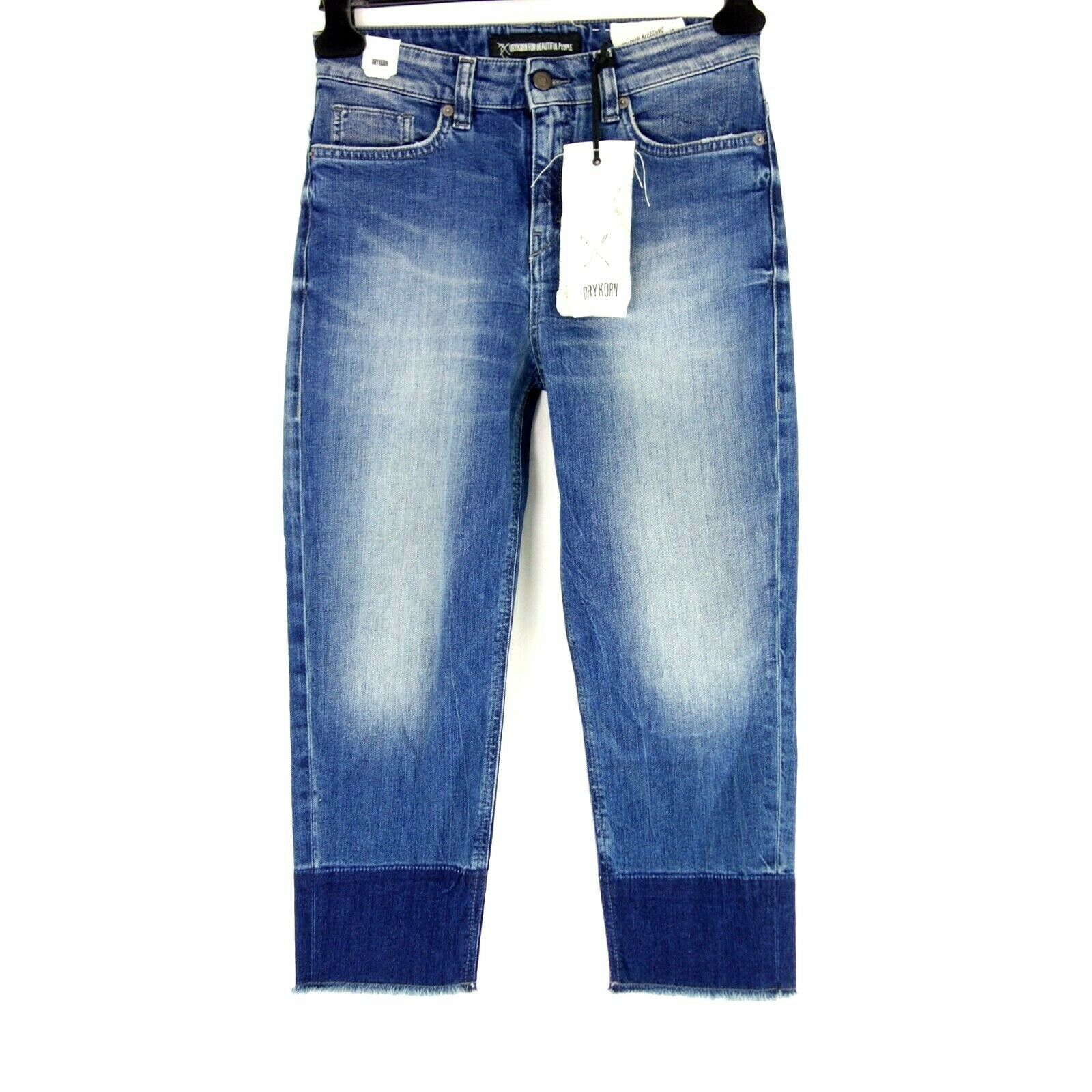 Drykorn Damen Jeans Hose Night Größe W25 W27 Blau Ankle Long Relaxed Np 140 Neu - W27