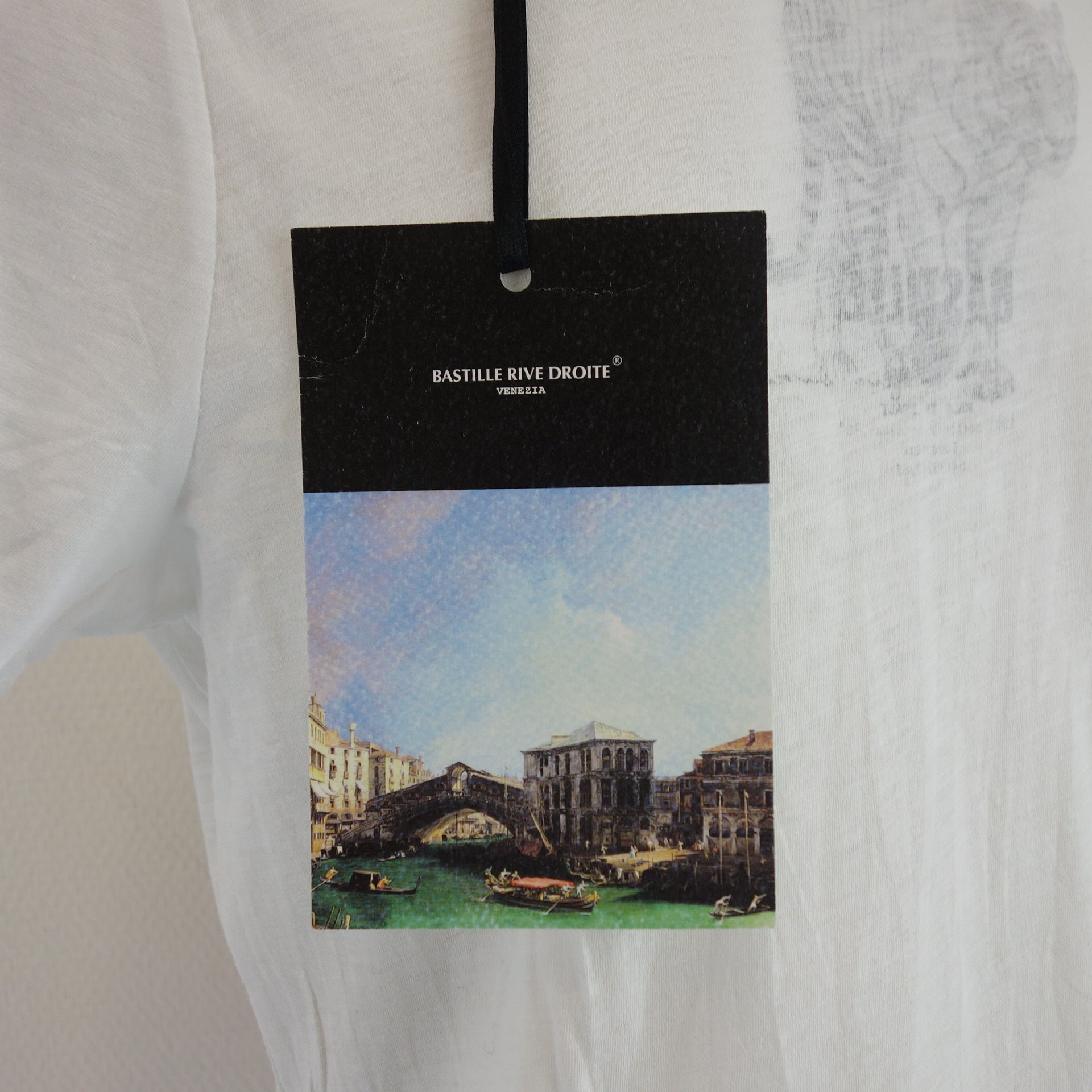 BASTILLE Venezia Damen T Shirt T-Shirt Oberteil Weiß Slim 100% Baumwolle