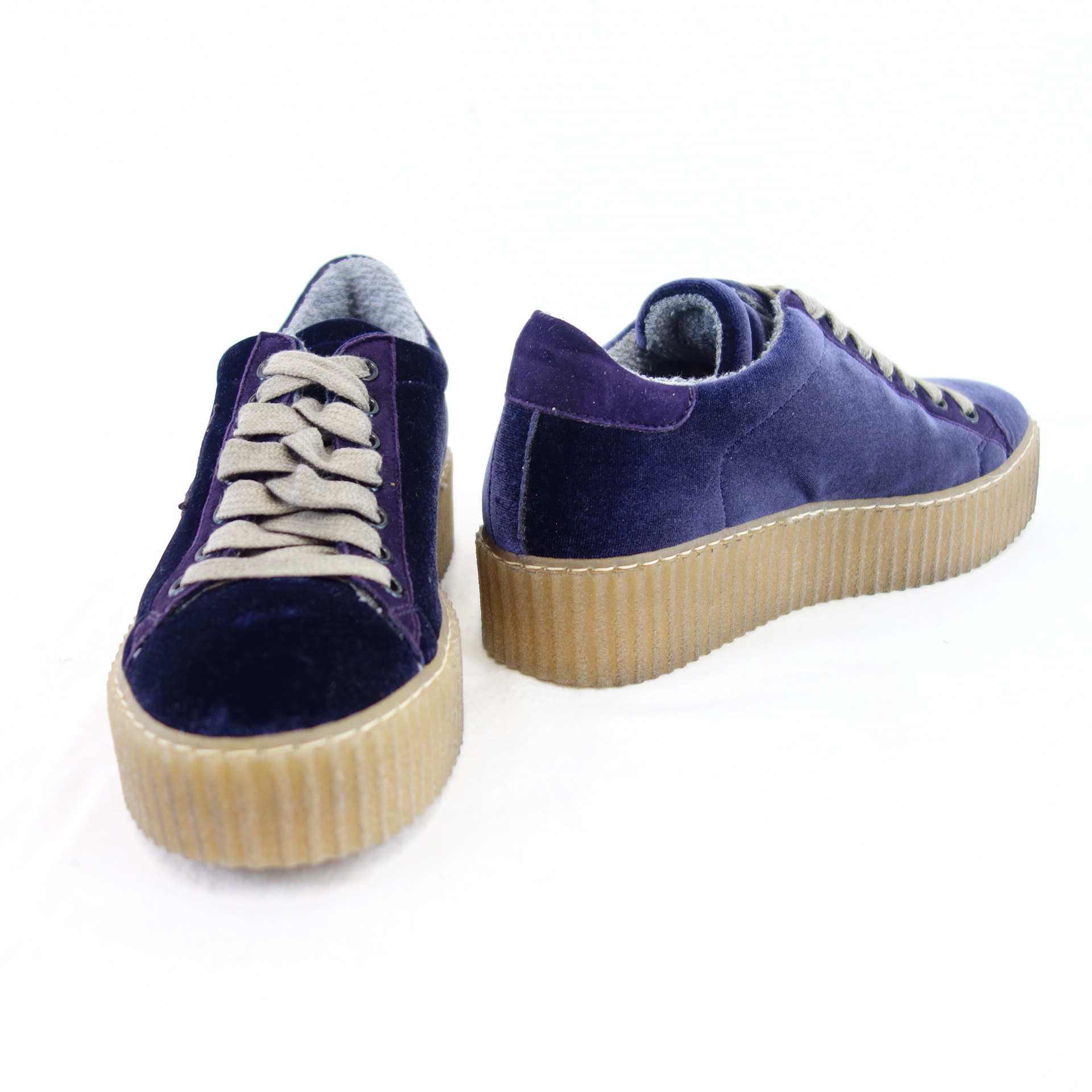 MELINE Méliné Damen Schuhe Sportschuhe Low Top Sneaker Violett Samt Leder Gr 36