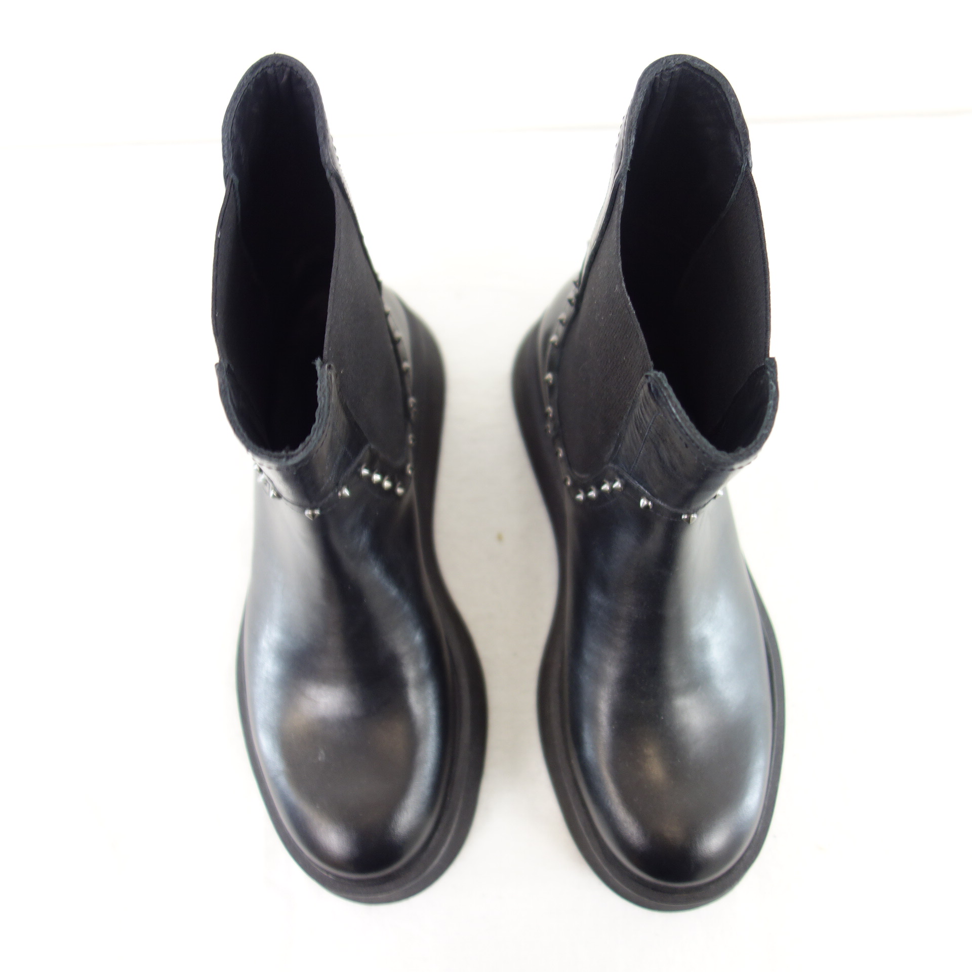 BUKELA Damen Schuhe Chelsea Boots Stiefeletten Stiefel Schwarz Leder Gr 37