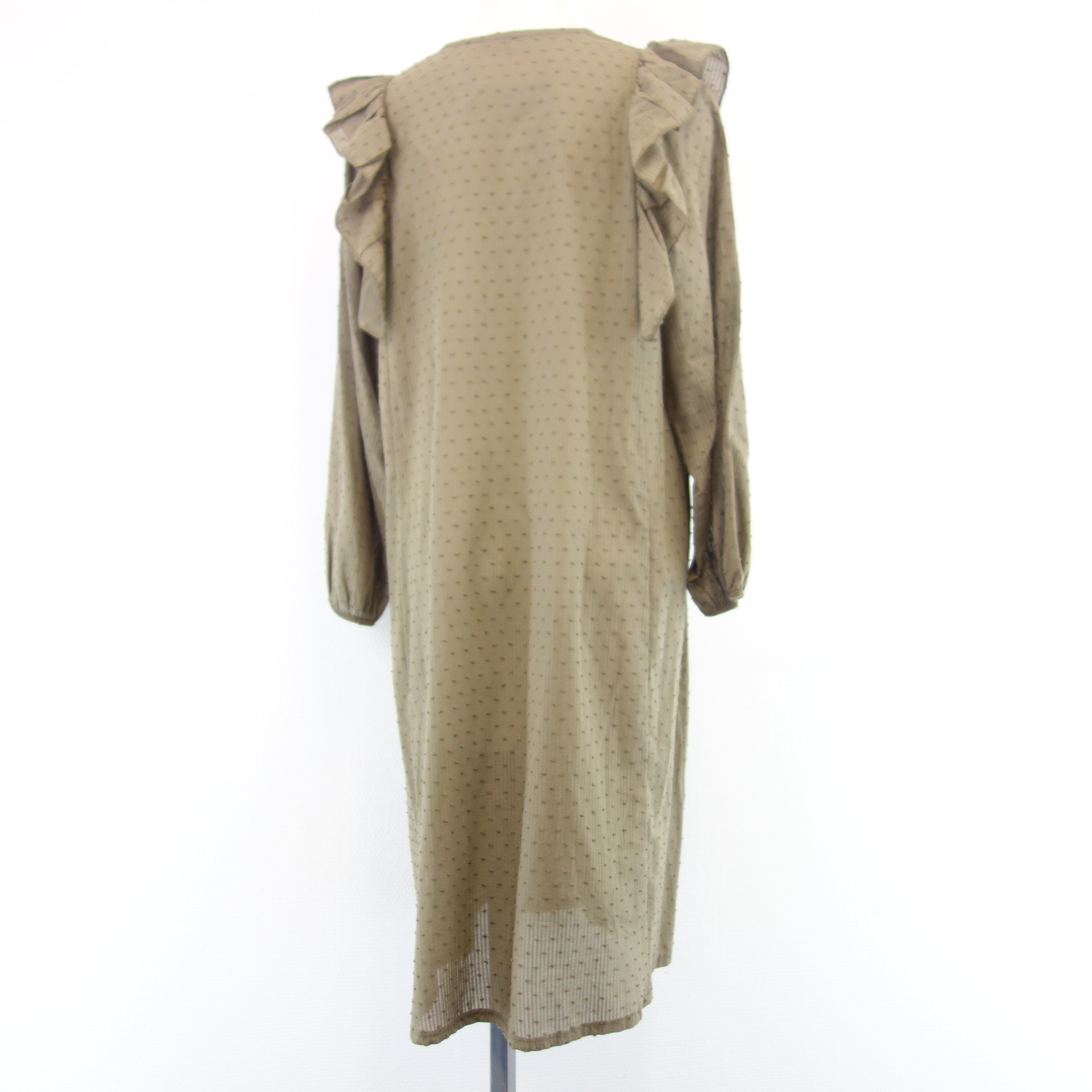 TIFFANY Dänemark Damen Midi Kleid Tunika Blusenkleid Khaki 100% Baumwolle Anika Gr S
