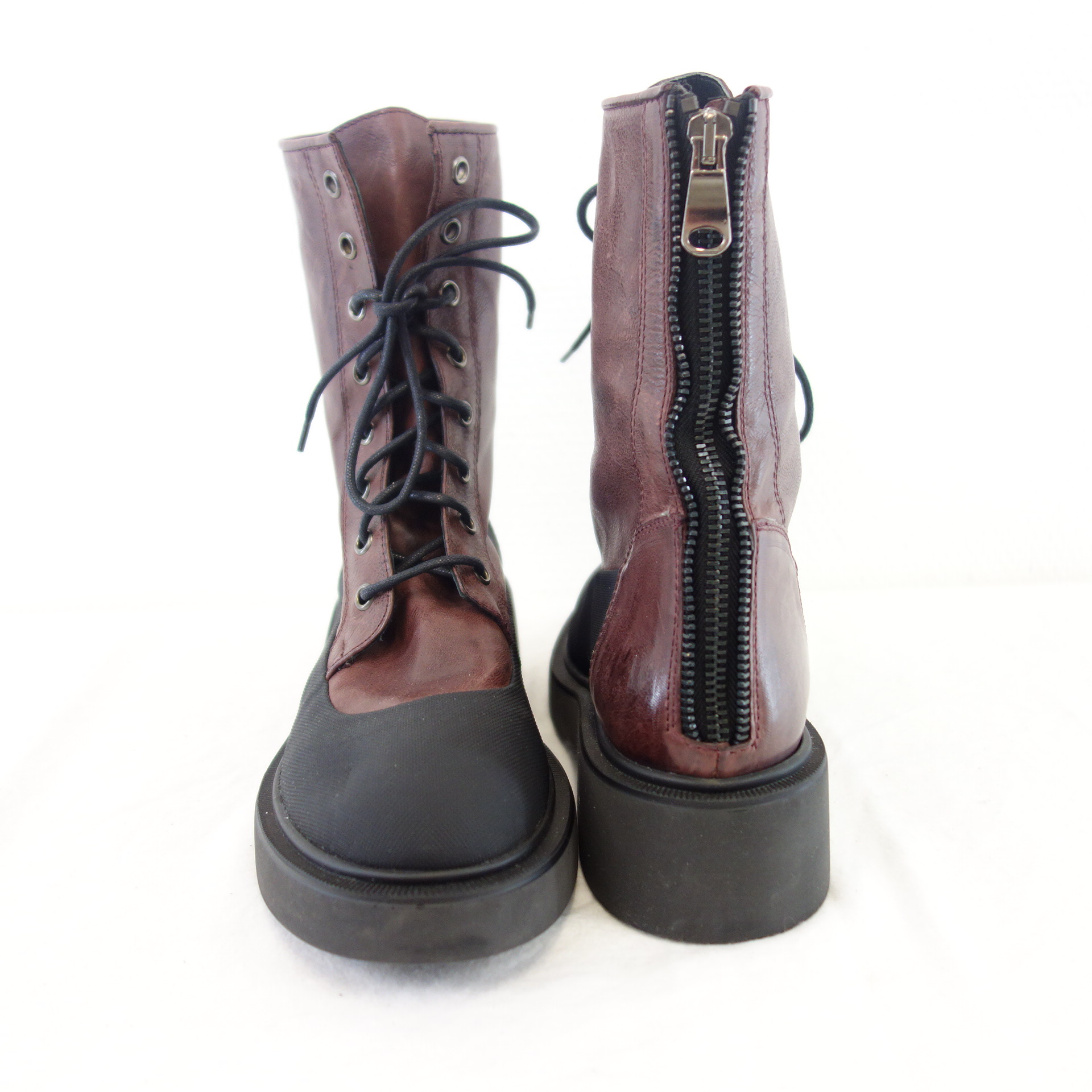 BUKELA Damen Schuhe Halbschuhe Boots Stiefeletten Leder Bordeaux Rot Gr 37