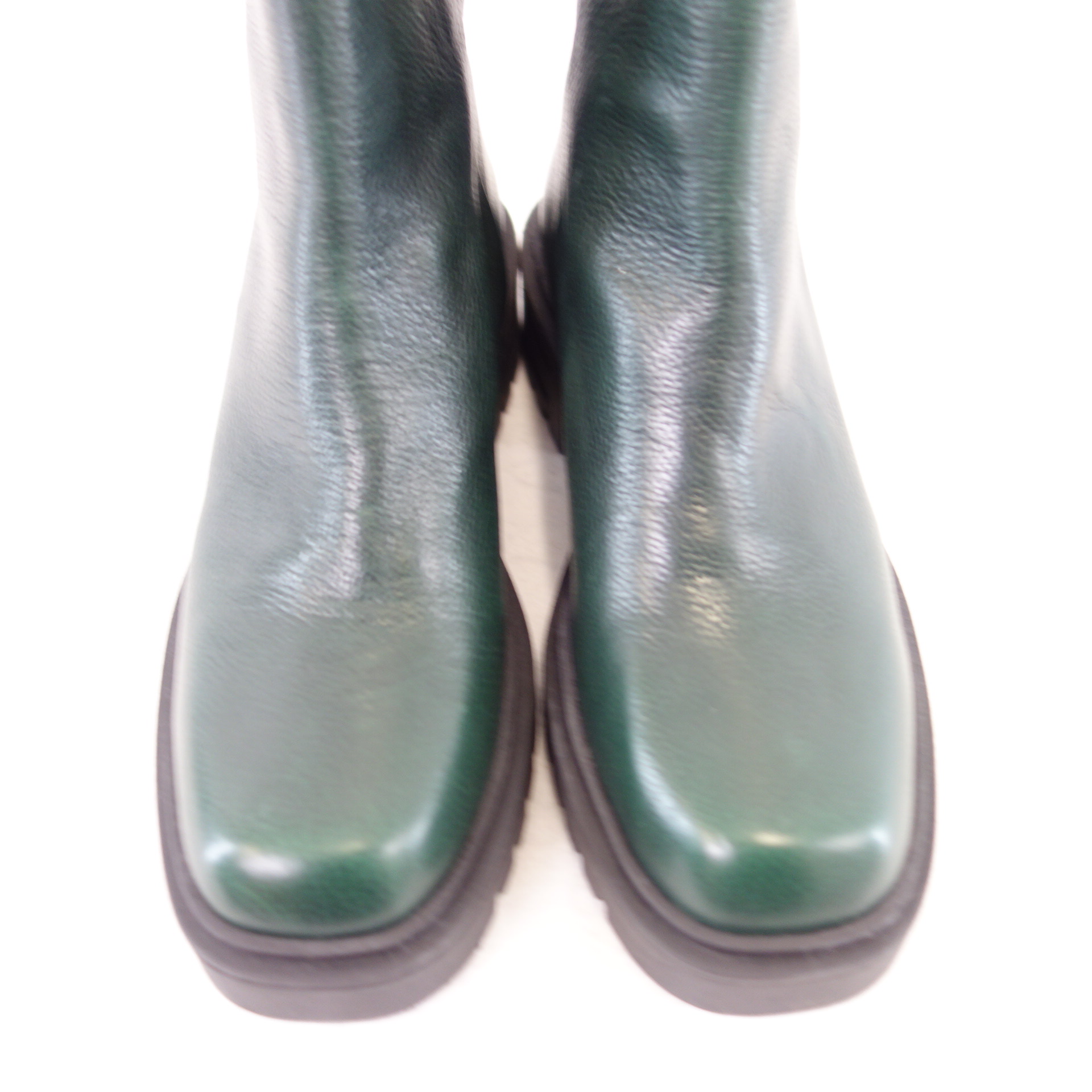 BUKELA Damen Schuhe Boots Stiefeletten Stiefel Leder Grün Größe 37