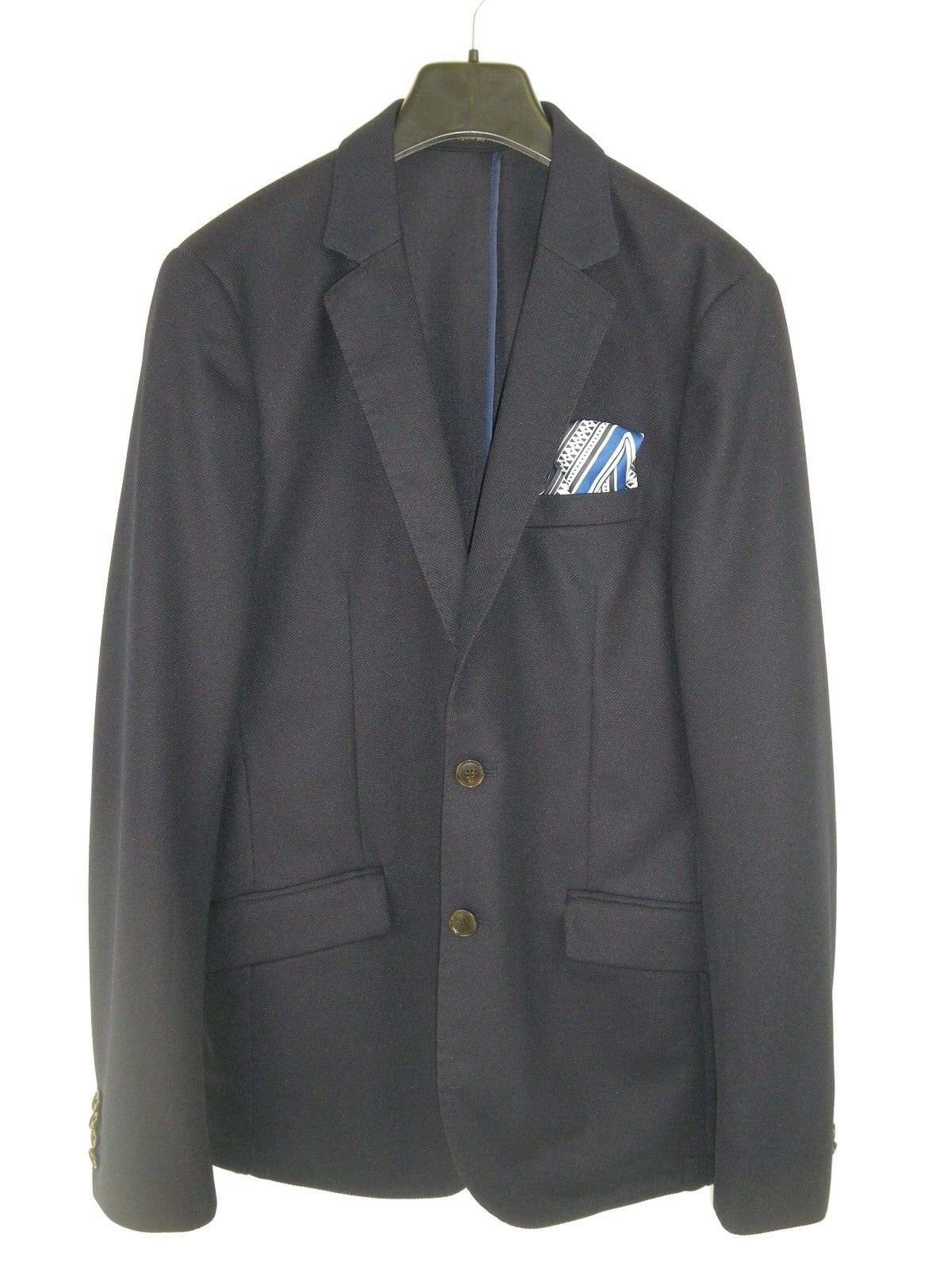 SCOTCH & SODA Amsterdam Herren Sakko Jacke Jacket Größe 50 L Blau Einstecktuch 